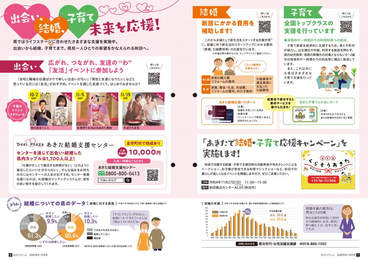 画像：広報紙あきたびじょん2022年9･10月号　出会い・結婚・子育て